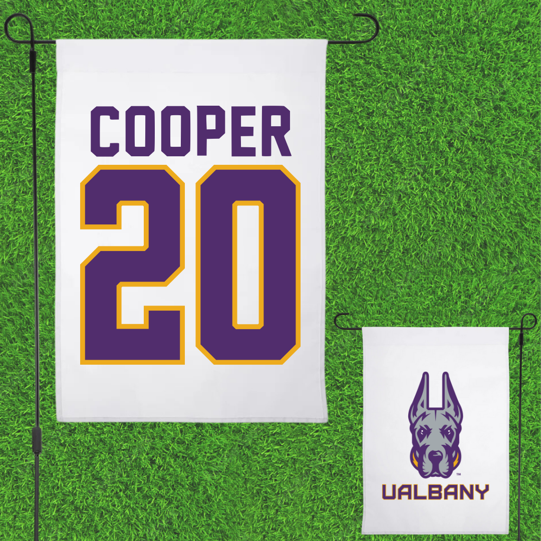 University at Albany Basketball White Garden Flag - #20 Kayla Cooper