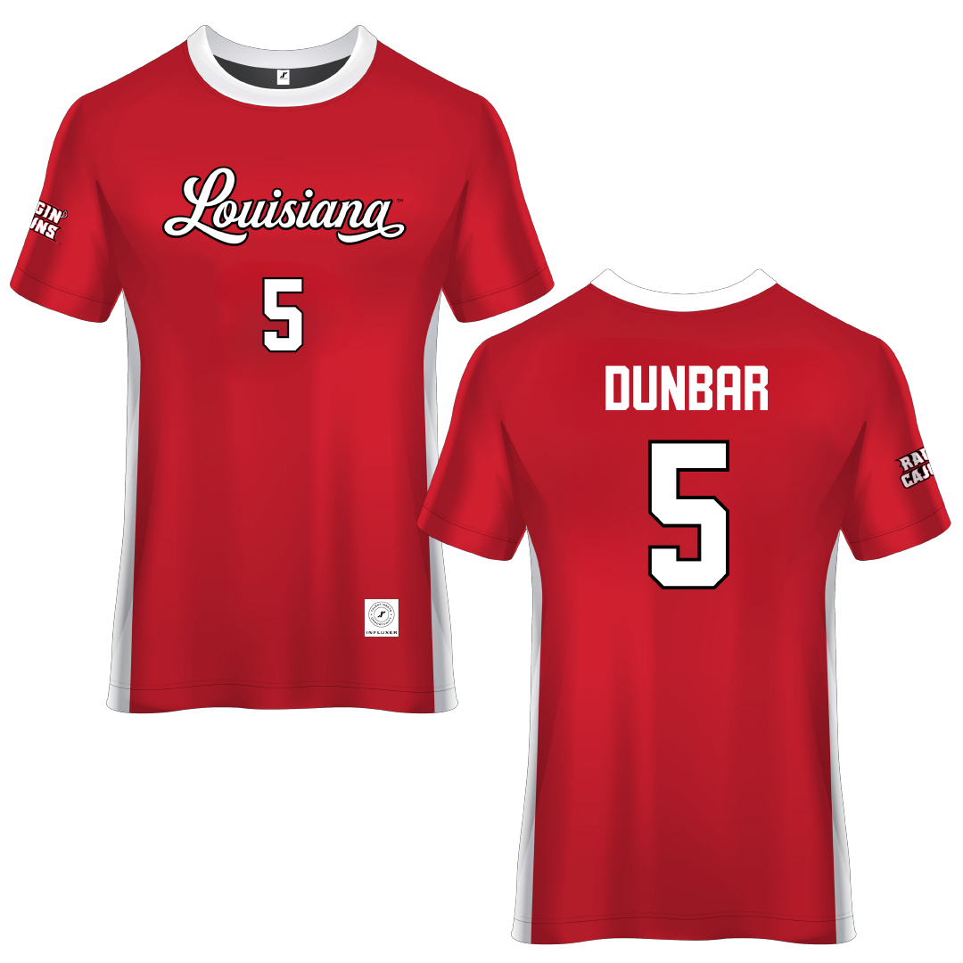 University of Louisiana at Lafayette Red Soccer Jersey - #5 Brynn Dunbar