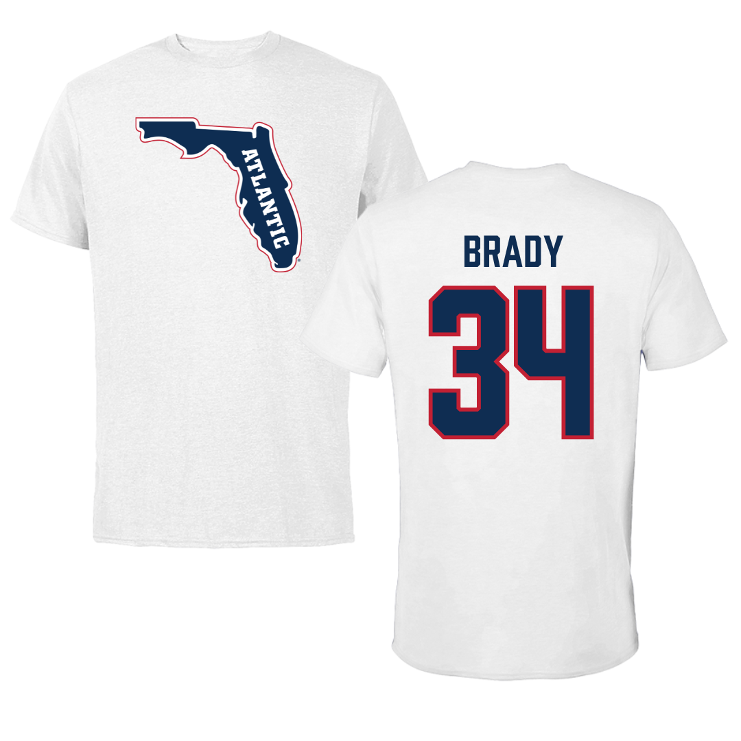 Florida Atlantic University Baseball White Tee - #34 Carter Brady