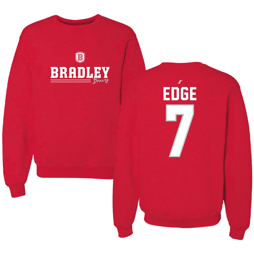 Bradley University Baseball Red General Crewneck - #7 Anthony Edge
