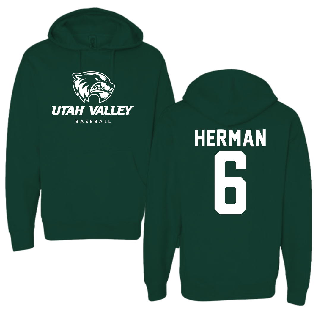 Utah Valley University Baseball Forest Green Hoodie - #6 Carston Herman