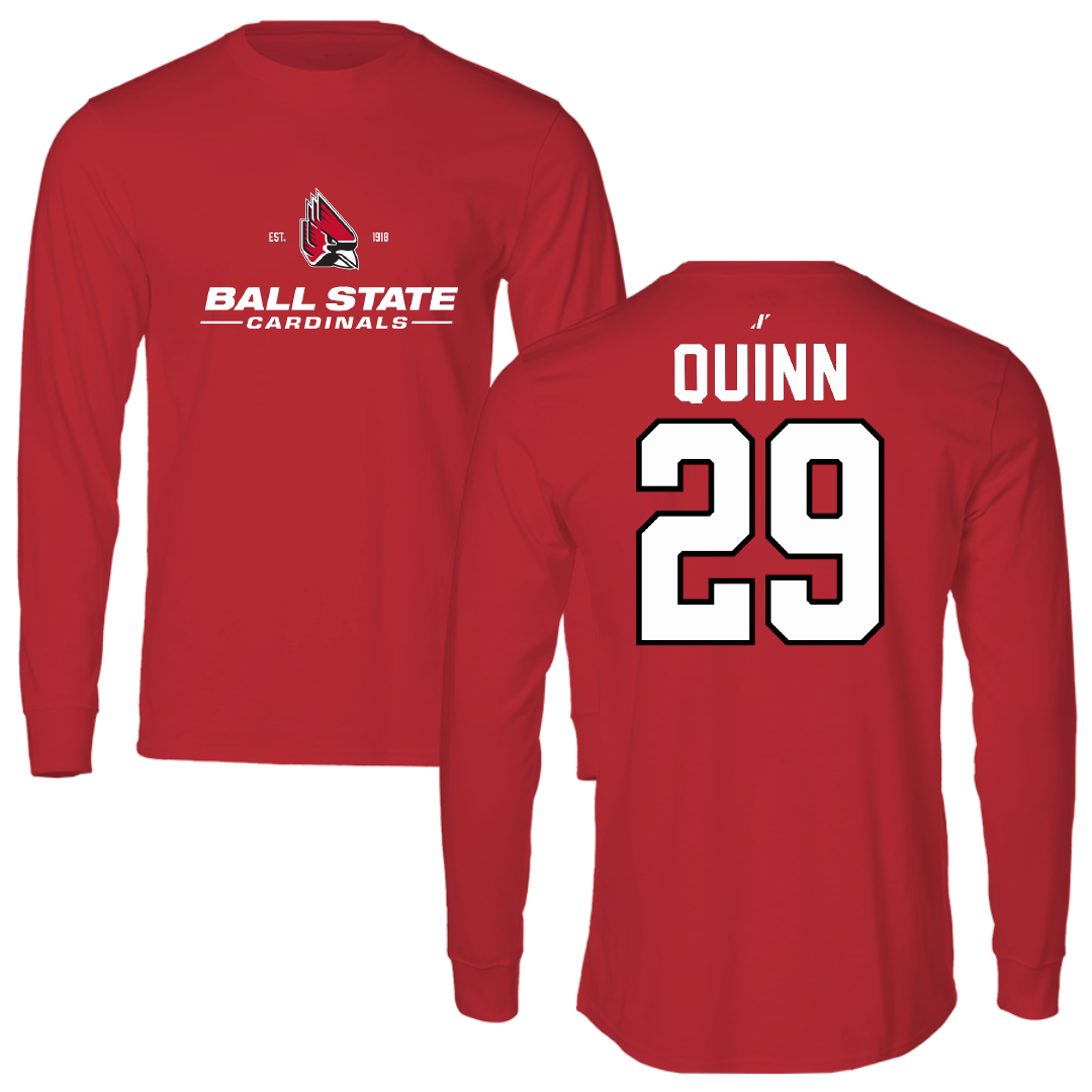 Ball State University Baseball Red General Performance Long Sleeve - #29 Owen Quinn
