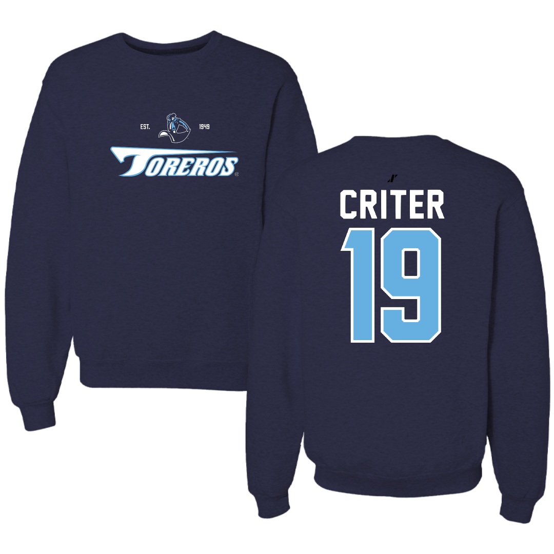University of San Diego Football Navy General Crewneck - #19 Adam Criter