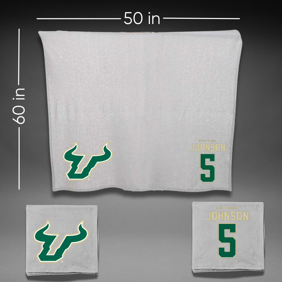 University of South Florida Volleyball Gray Blanket - #5 Tatiana Johnson