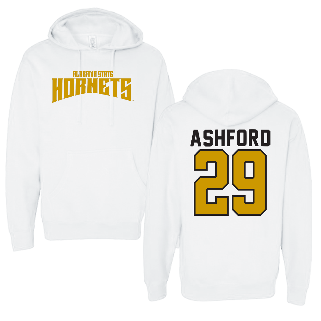 Alabama State University Football White Classic Hoodie - #29 Ashton Ashford