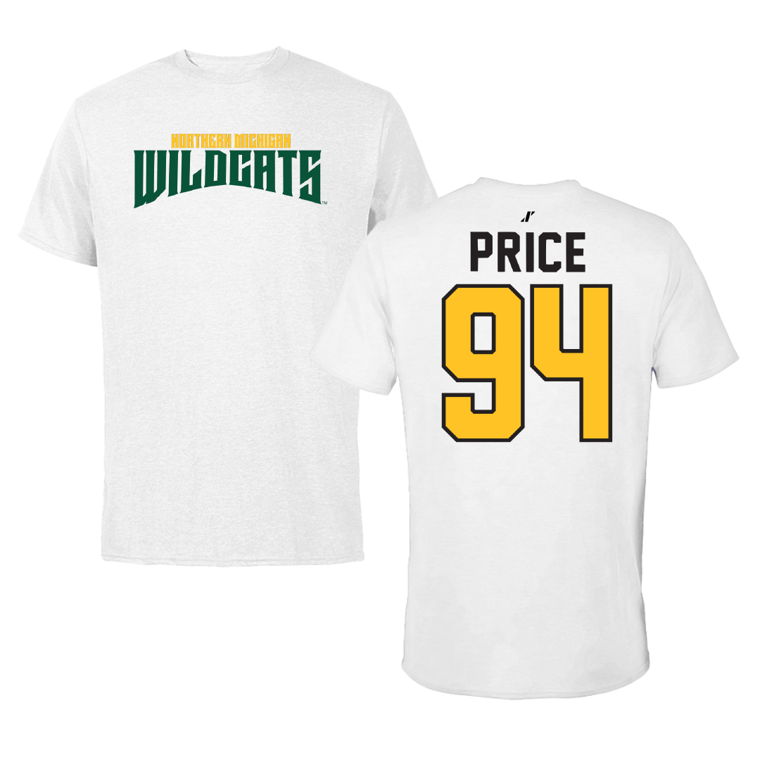 Northern Michigan University Football White Classic Performance Tee - #94 Jake Price