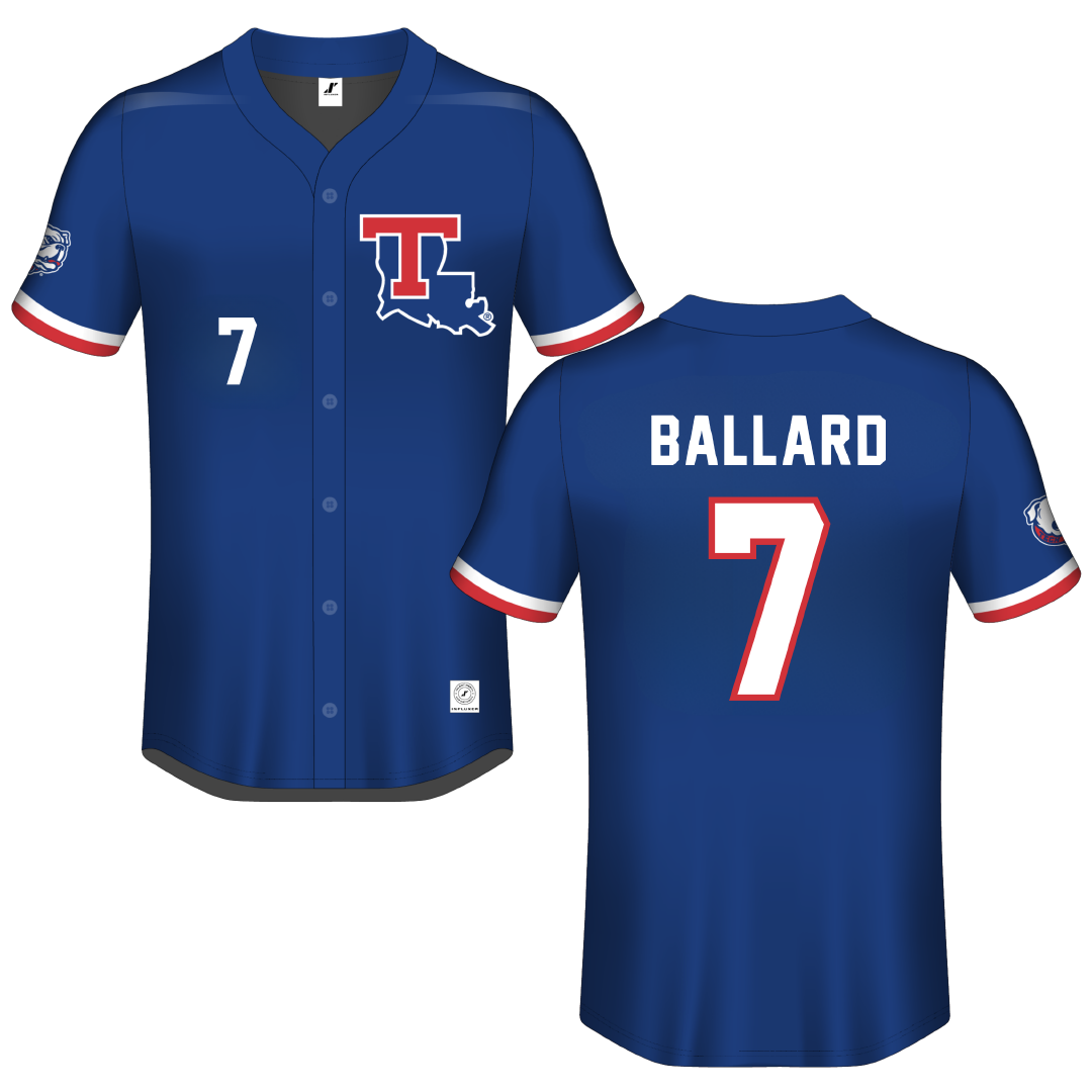 Louisiana Tech University Blue Button-Down Jersey - #7 Mike Ballard