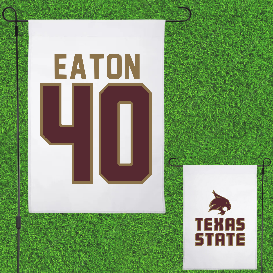 Texas State University Baseball White Garden Flag - #40 Austin Eaton