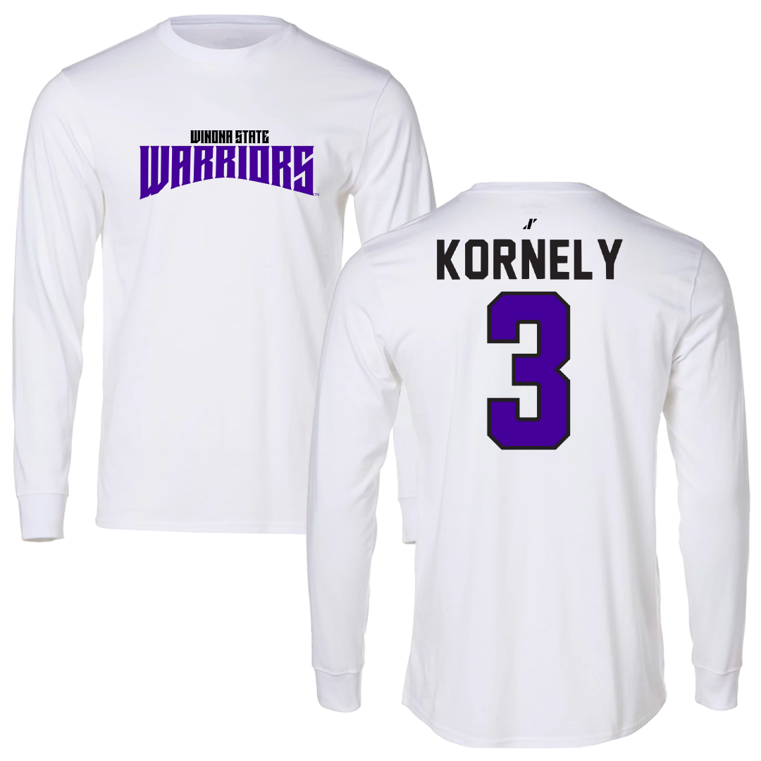 Winona State University Volleyball White Classic Performance Long Sleeve - #3 Kenna Kornely