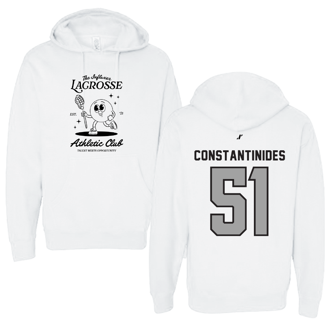 Lacrosse White Influxer Athletic Club Hoodie - #51 Matt Constantinides