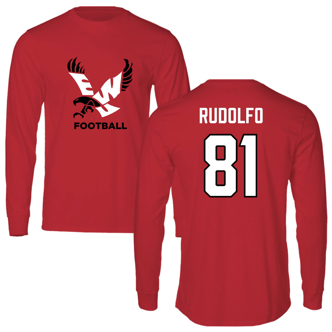 Eastern Washington University Football Red EWU Performance Long Sleeve - #81 Riley Rudolfo