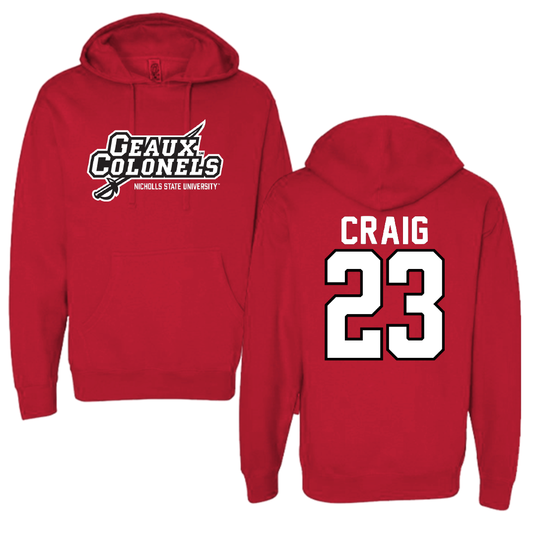 Nicholls State University Basketball Red General Hoodie - #23 Daelyn Craig