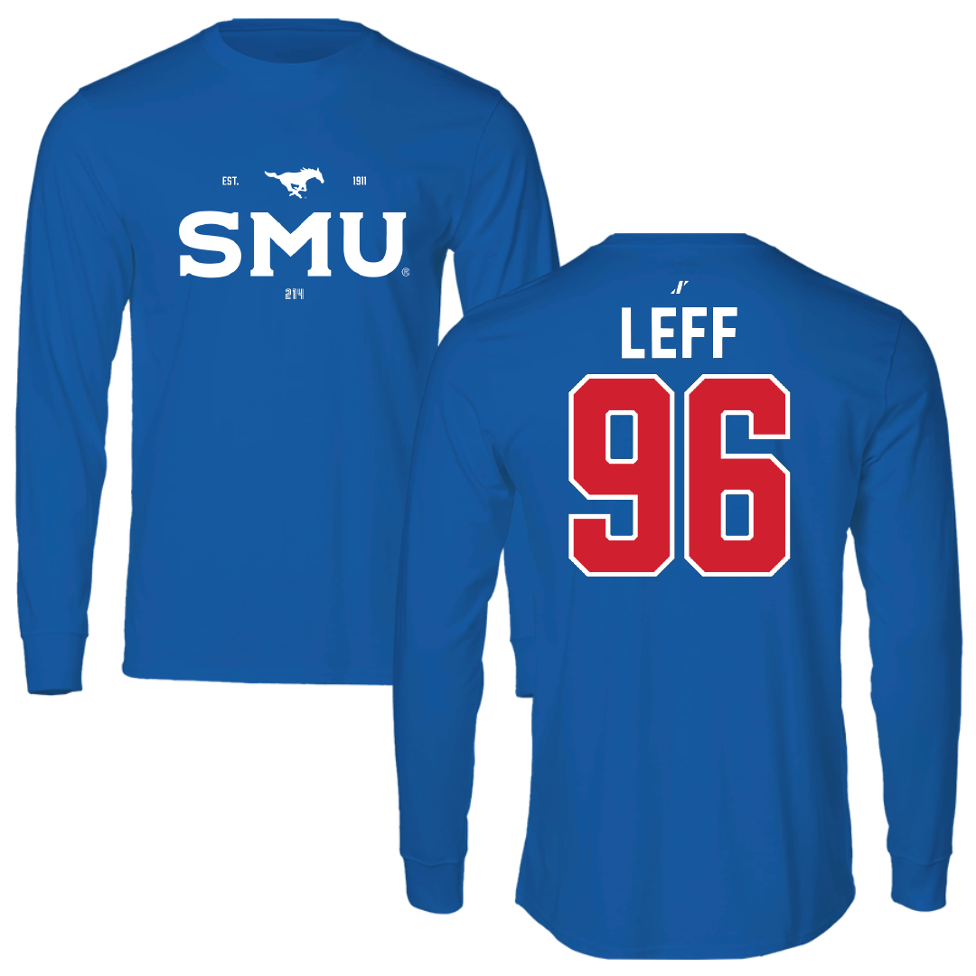 Southern Methodist University Football Blue General Performance Long Sleeve - #96 Josh Leff