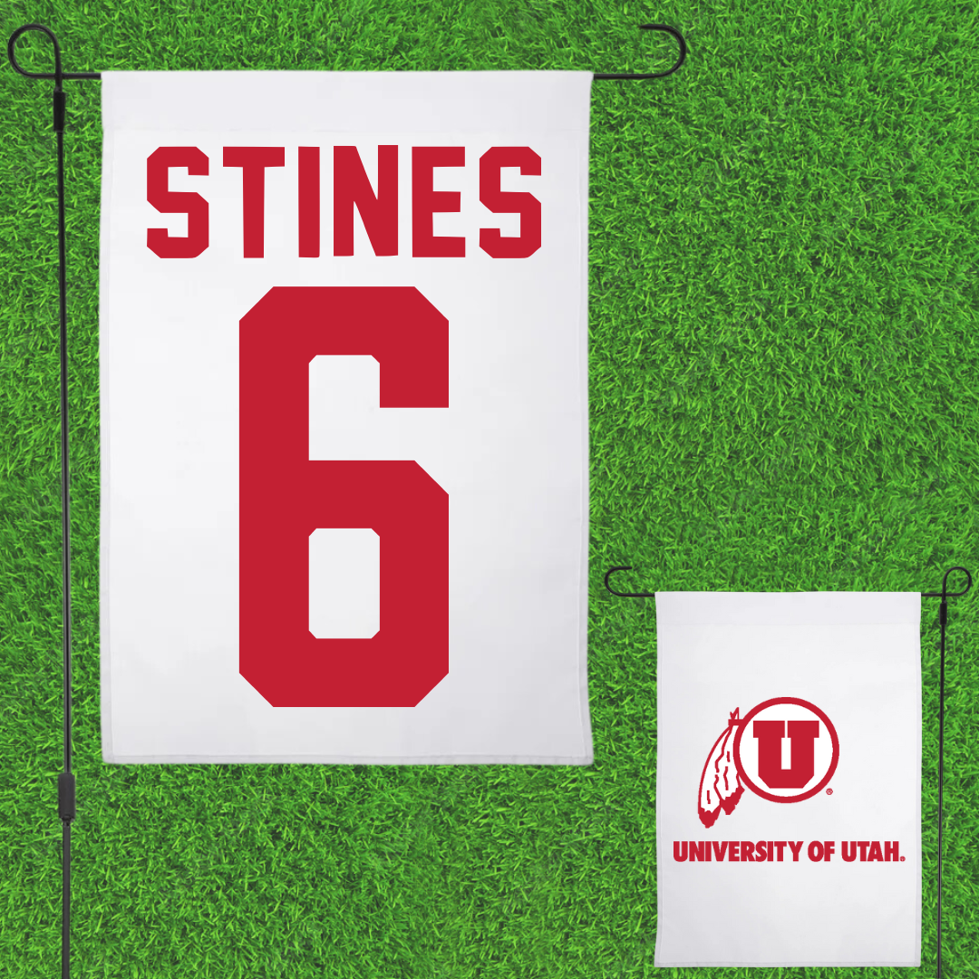 University of Utah Lacrosse White Garden Flag - #6 Ryan Stines