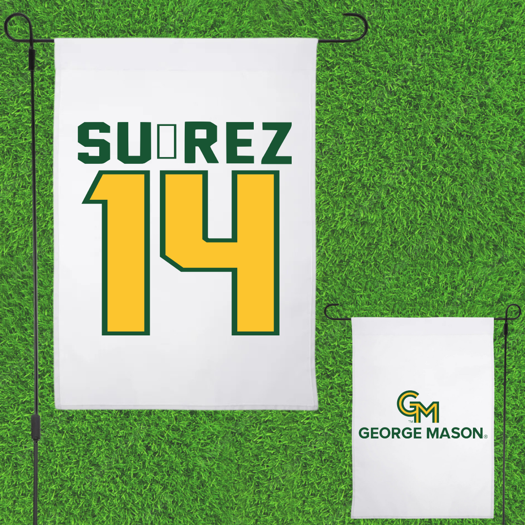 George Mason University Basketball White Garden Flag - #14 Paula Suárez