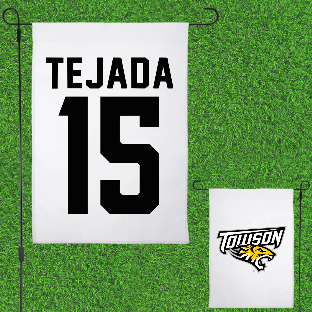Towson University Basketball White Garden Flag - #15 Tyler Tejada