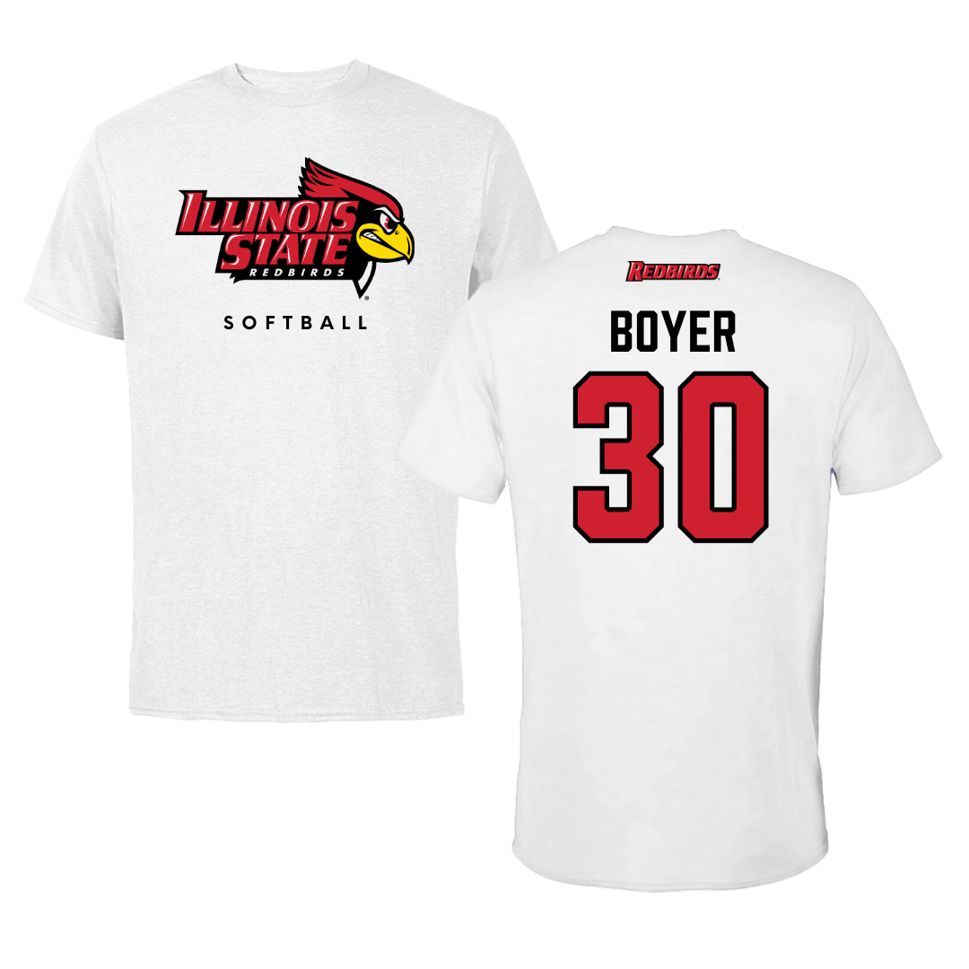 Illinois State University Softball White Performance Tee - #30 Ella Boyer