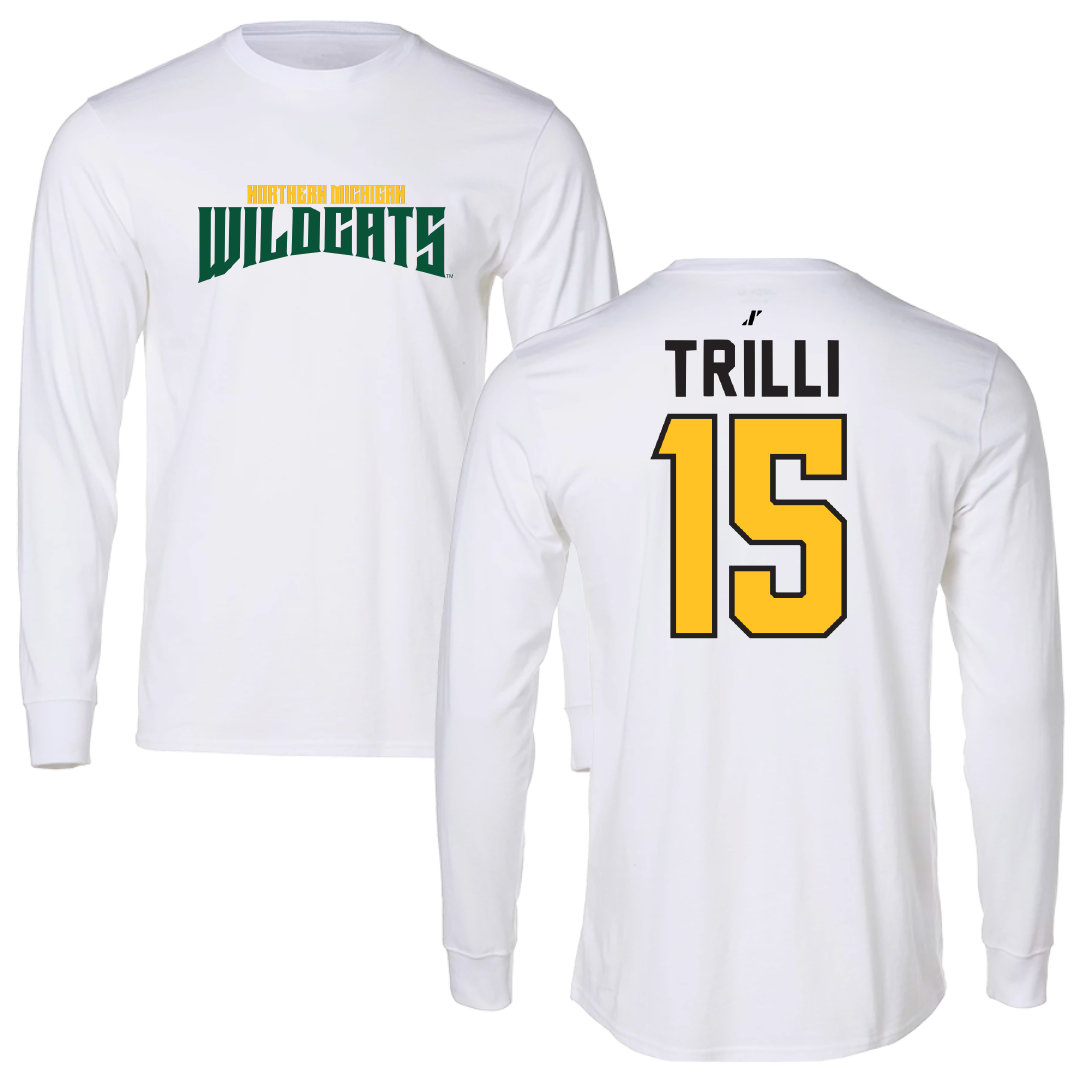 Northern Michigan University Basketball White Classic Performance Long Sleeve - #15 Brandon Trilli