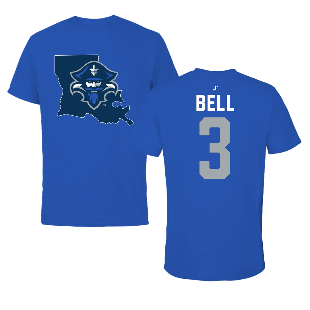 University of New Orleans Basketball Blue State Tee - #3 D'Ante Bell
