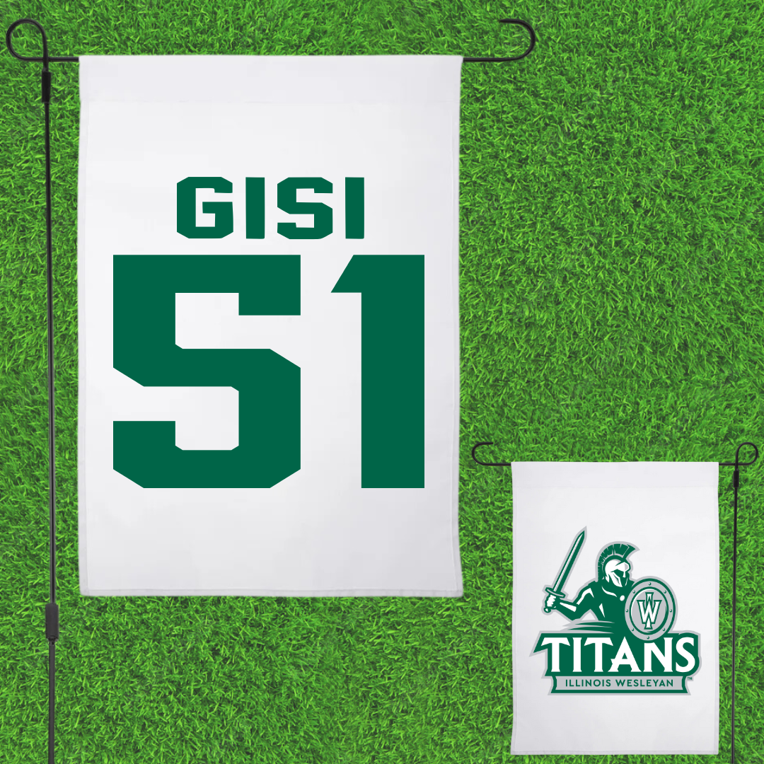 Illinois Wesleyan University Lacrosse White Garden Flag - #51 Jake Gisi