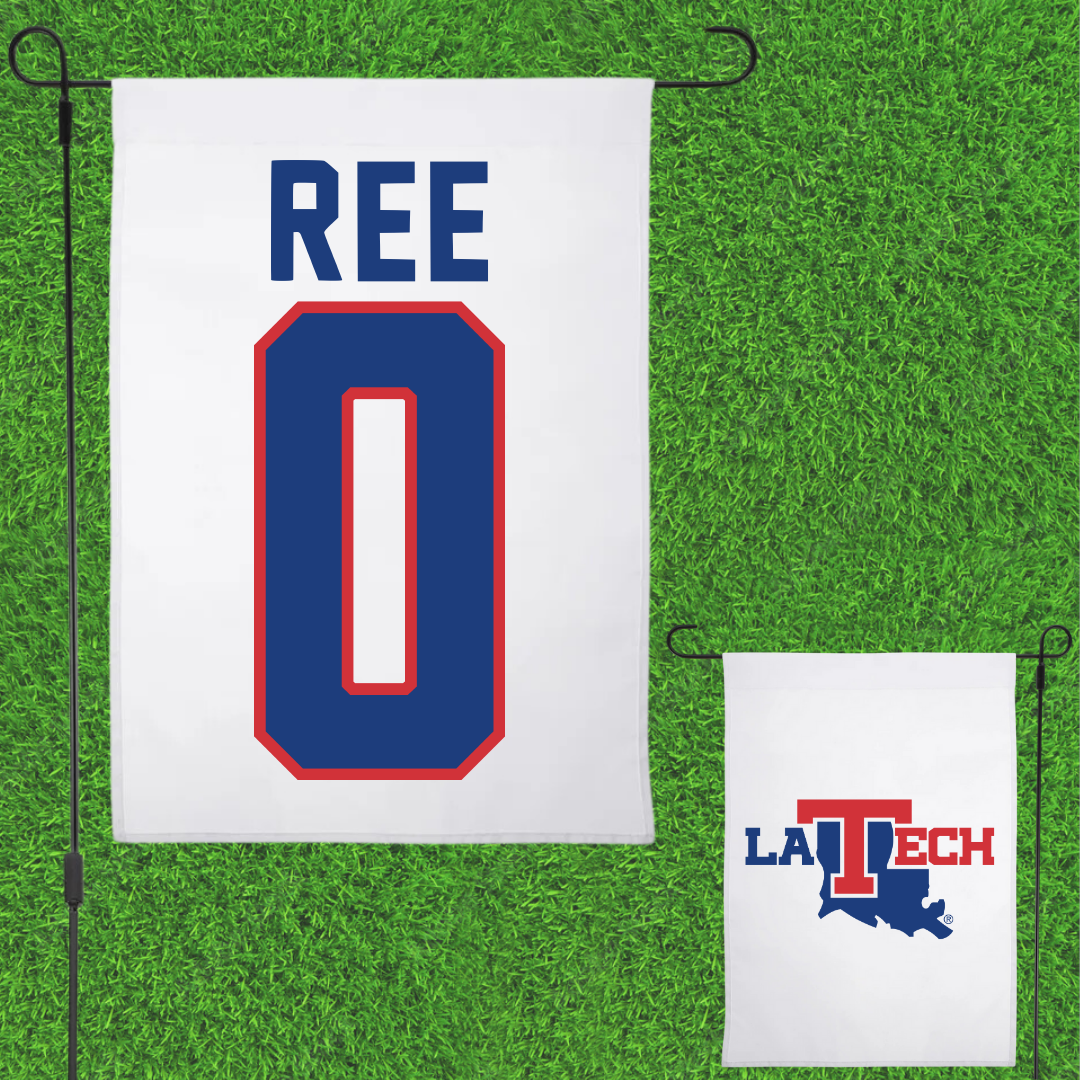 Louisiana Tech University Basketball White Garden Flag - #0 Devin Ree