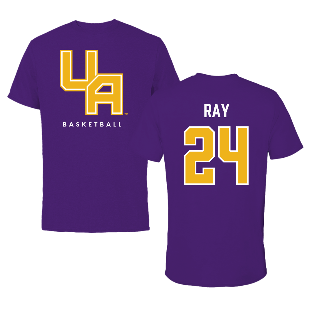 University at Albany Basketball Purple Block Tee - #24 Abby Ray