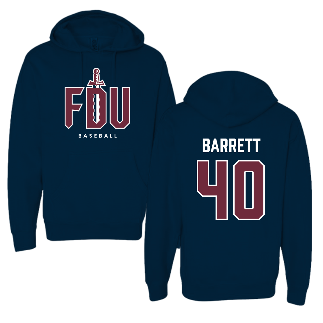 Fairleigh Dickinson University-Metropolitan Campus Baseball Navy Hoodie - #40 Ian Barrett