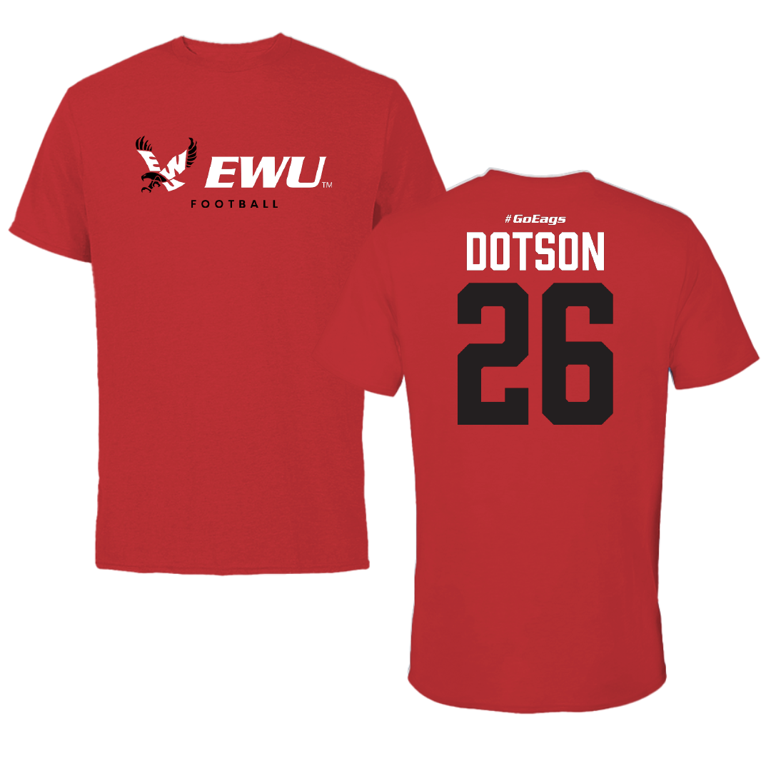 Eastern Washington University Football Red Block Performance Tee - #26 Malik Dotson