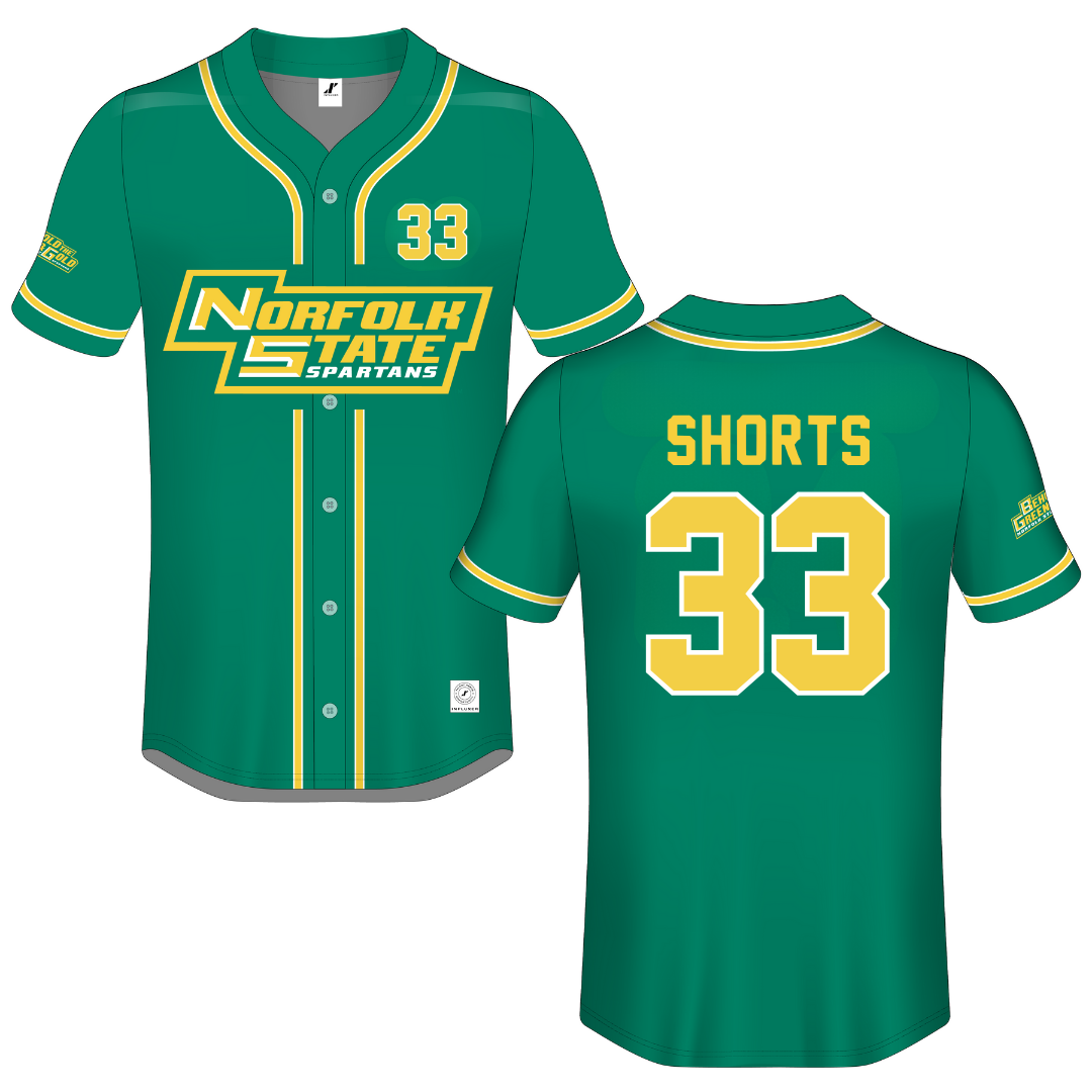 Norfolk State University Green Button-Down Jersey - #33 Emory Shorts