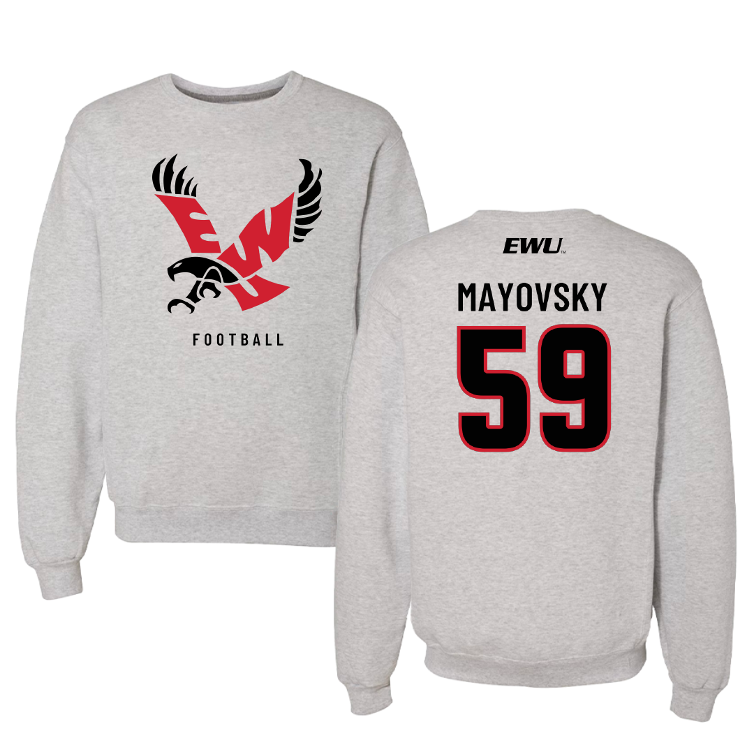 Eastern Washington University Football Gray Crewneck - #59 Myles Mayovsky
