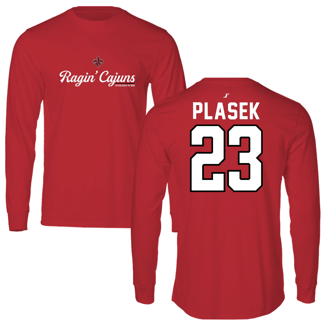 University of Louisiana at Lafayette Soccer Red General Performance Long Sleeve - #23 Liberty Plasek
