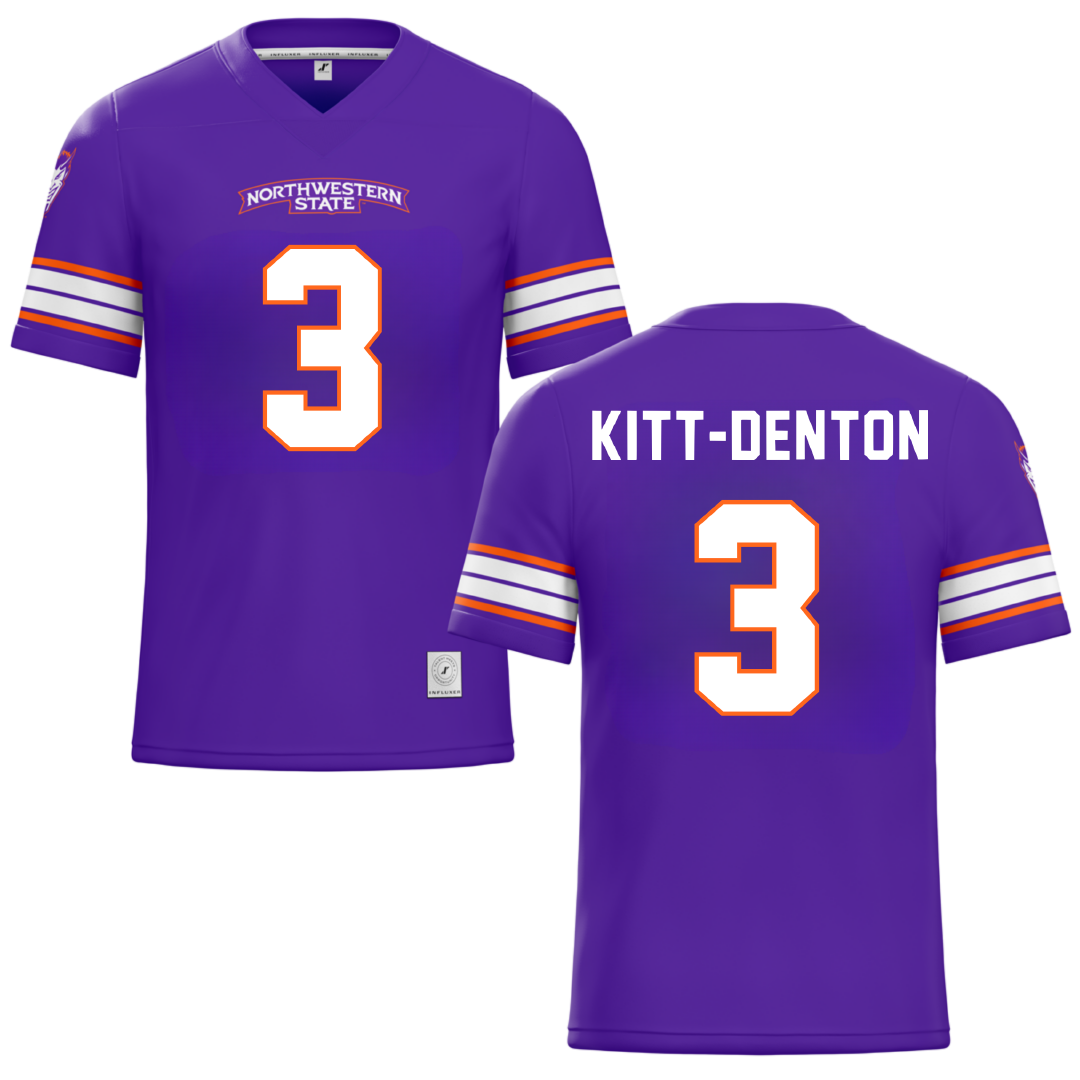 Northwestern State University Purple Football Jersey - #3 Myles Kitt-Denton