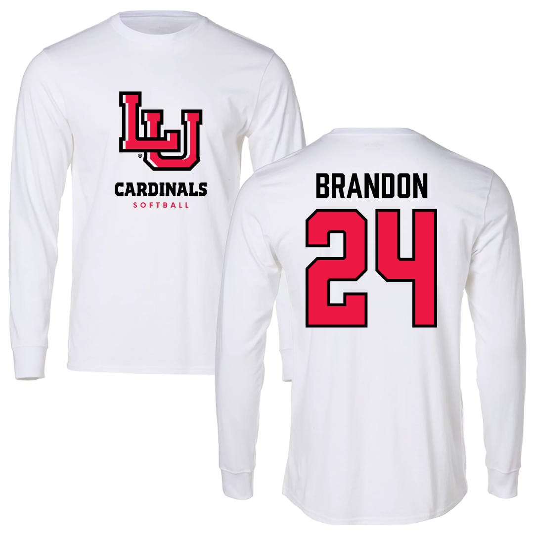 Lamar University Softball White Performance Long Sleeve - #24 Trinity Brandon
