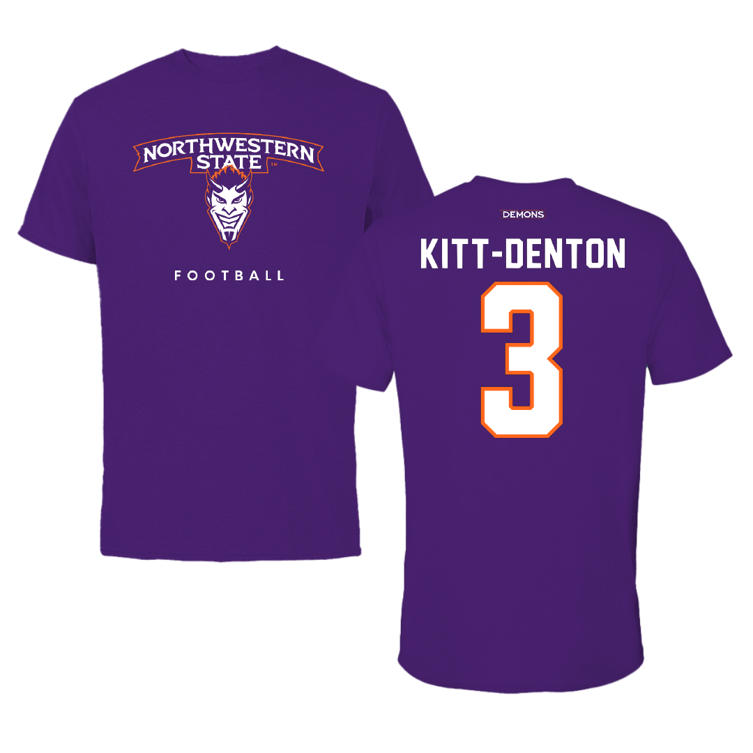 Northwestern State University Football Purple Mascot Tee - #3 Myles Kitt-Denton