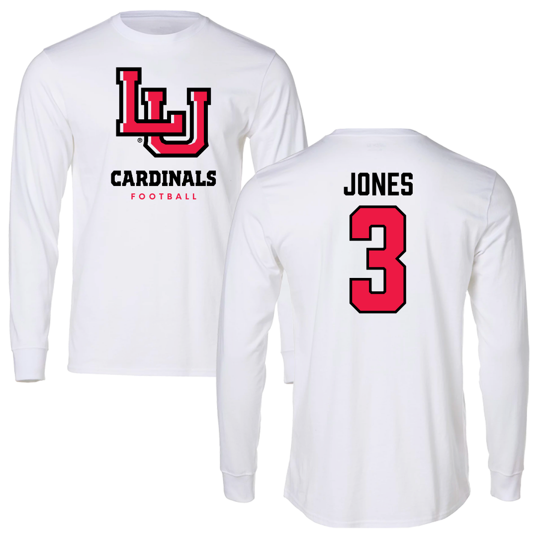 Lamar University Football White Performance Long Sleeve - #3 Izaha Jones