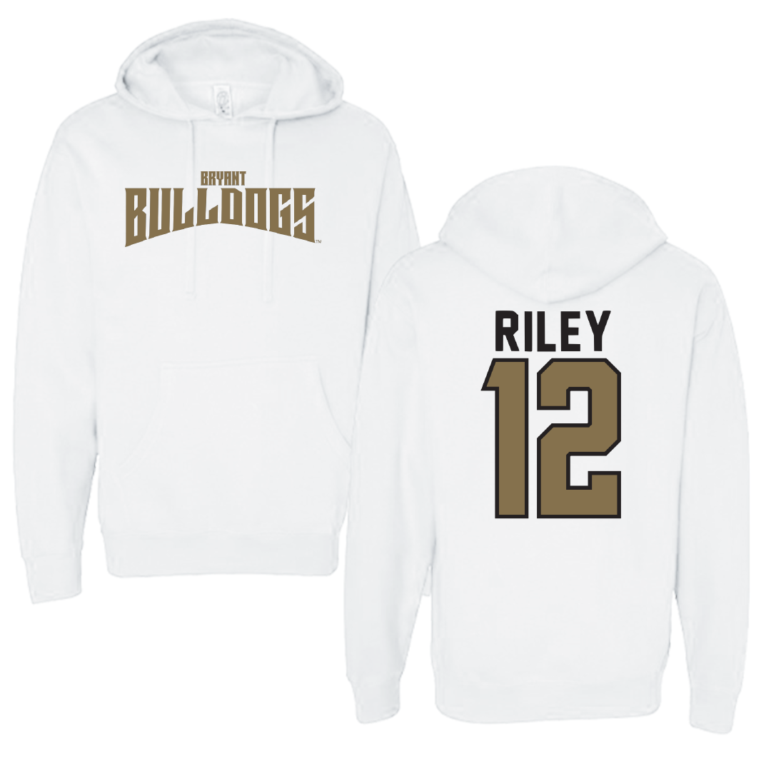 Bryant University Football White Classic Hoodie - #12 Tristen Riley