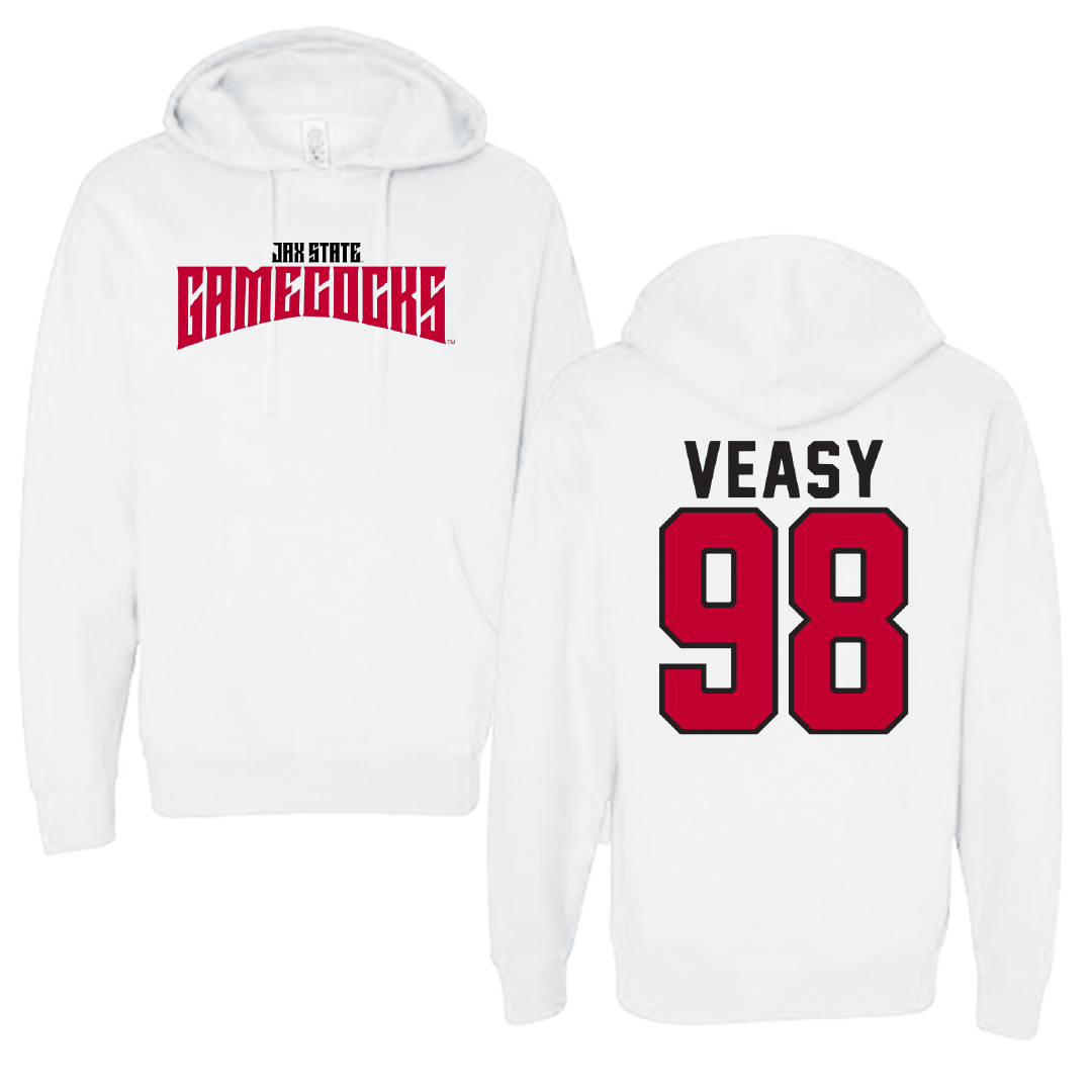 Jacksonville State University Football White Classics Hoodie - #98 Jackson Veasy