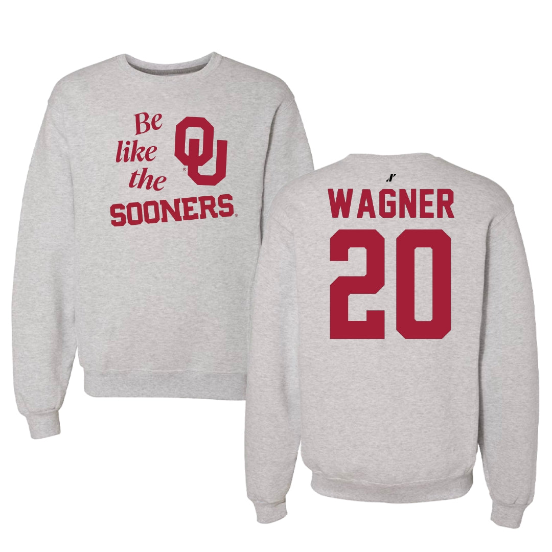 University of Oklahoma Soccer Light Gray Be Like Us Crewneck - #20 Chelsea Wagner