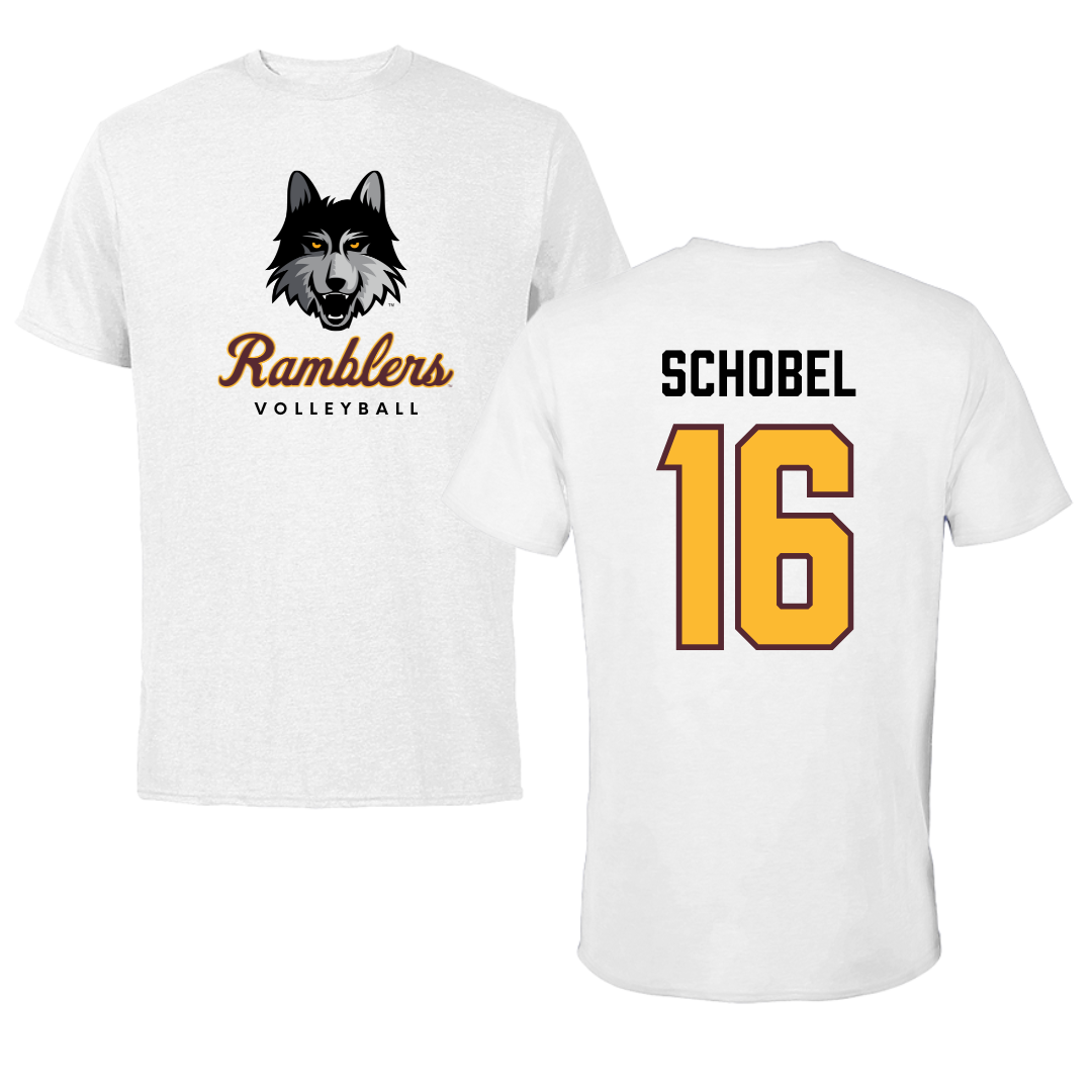 Loyola University-Chicago Volleyball White Ramblers Tee - #16 Cole Schobel
