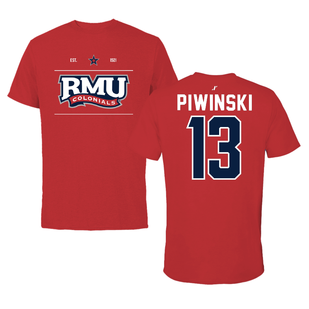 Robert Morris University Lacrosse Red General Tee - #13 Parker Piwinski