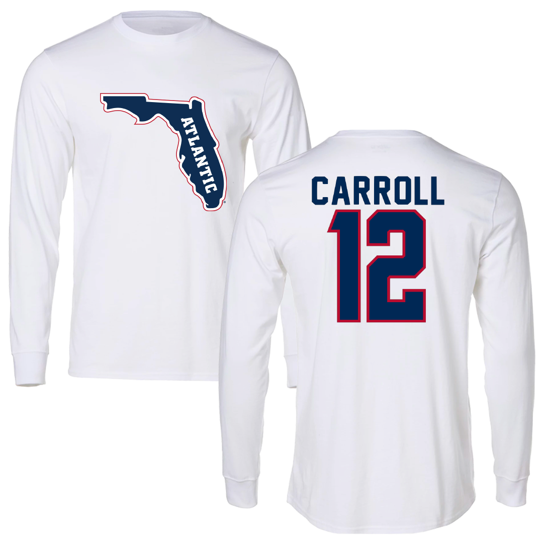 Florida Atlantic University Basketball White Performance Long Sleeve - #12 Tre Carroll