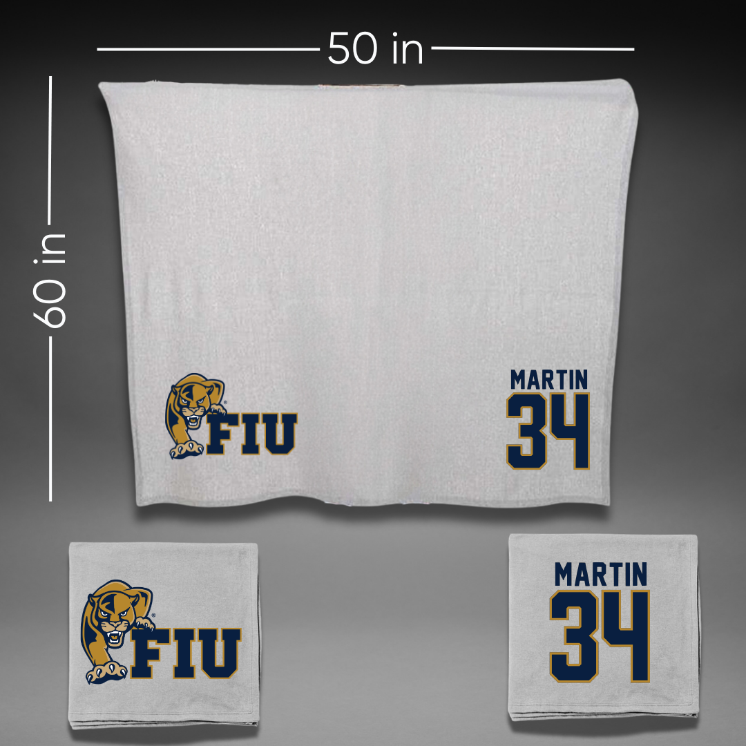 Florida International University Baseball Gray Blanket - #34 Kevin Martin