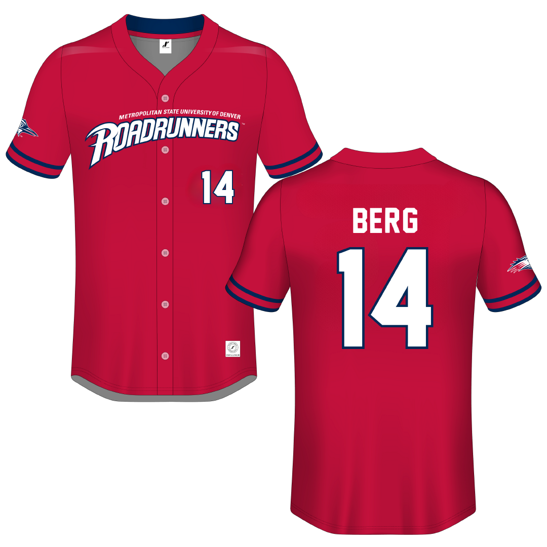 Metropolitan State University of Denver Red Button-Down Jersey - #14 Miki Berg