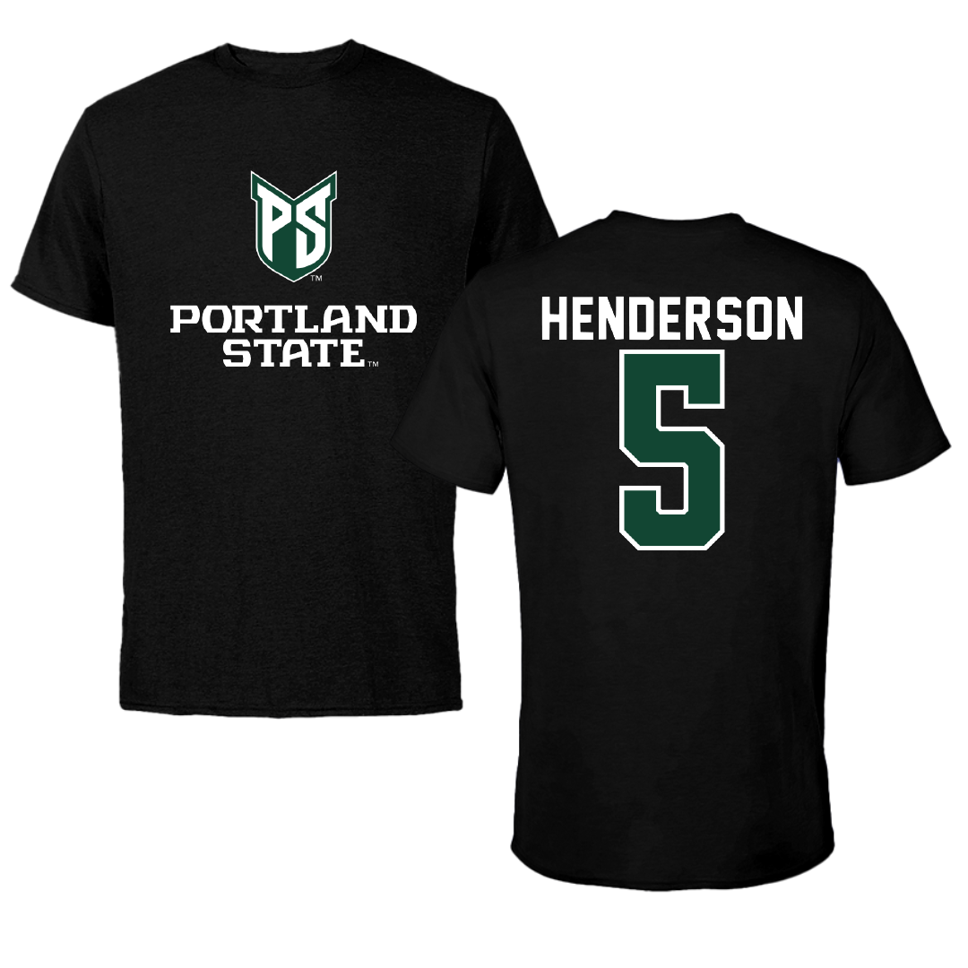 Portland State University Basketball Black Block Performance Tee - #5 Jaylin Henderson