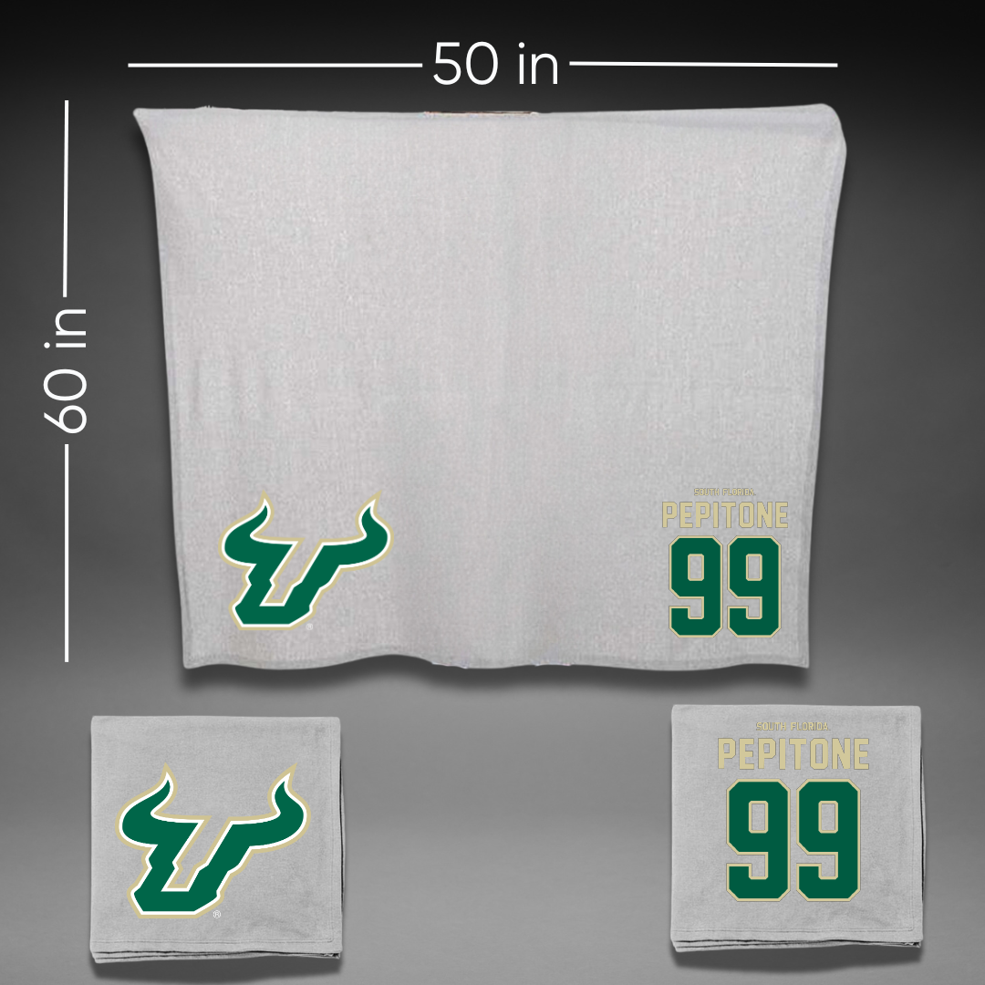 University of South Florida Softball Gray Blanket - #99 Alicea Pepitone