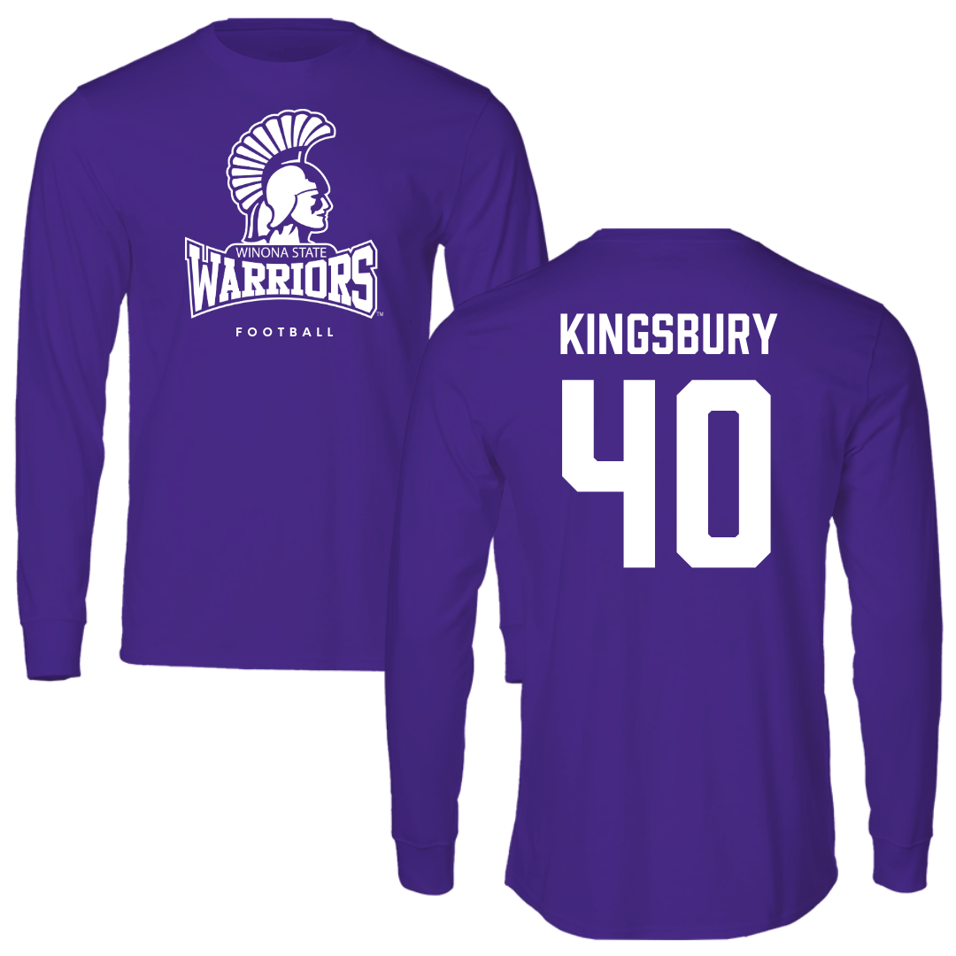 Winona State University Football Purple Performance Long Sleeve - #40 Ben Kingsbury