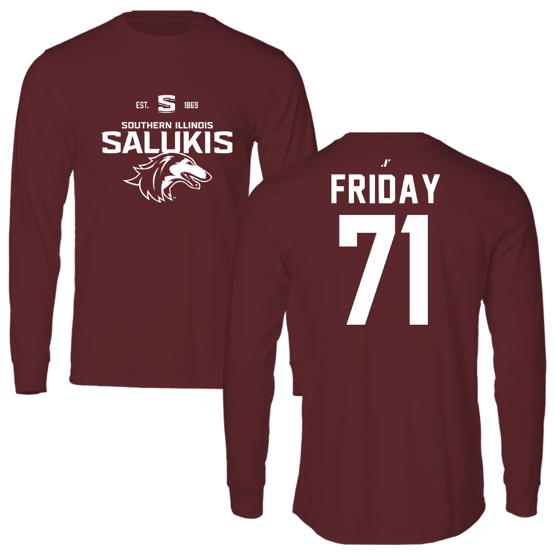 Southern Illinois University at Carbondale Football Maroon General Long Sleeve - #71 Ostyn Friday