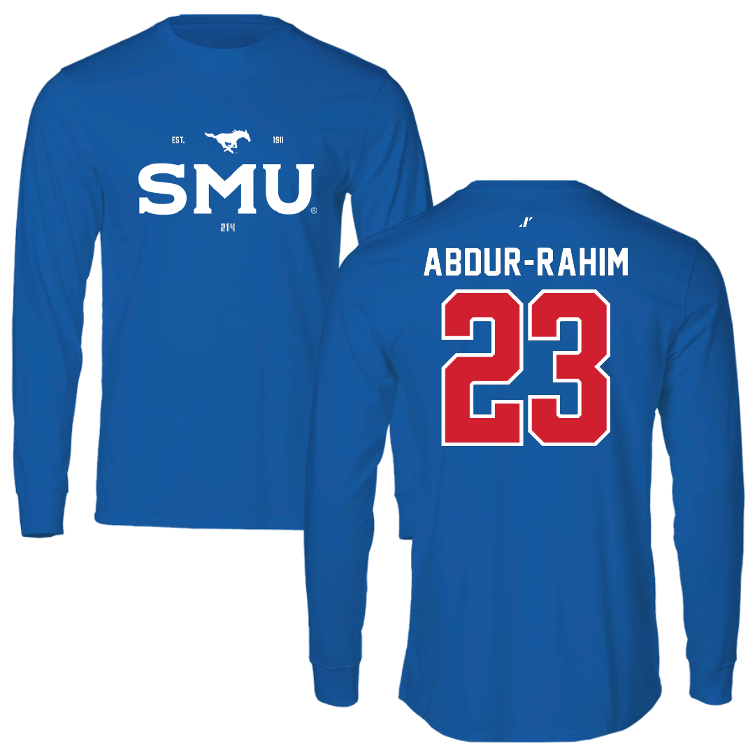 Southern Methodist University Basketball Blue General Performance Long Sleeve - #23 Amirah Abdur-Rahim