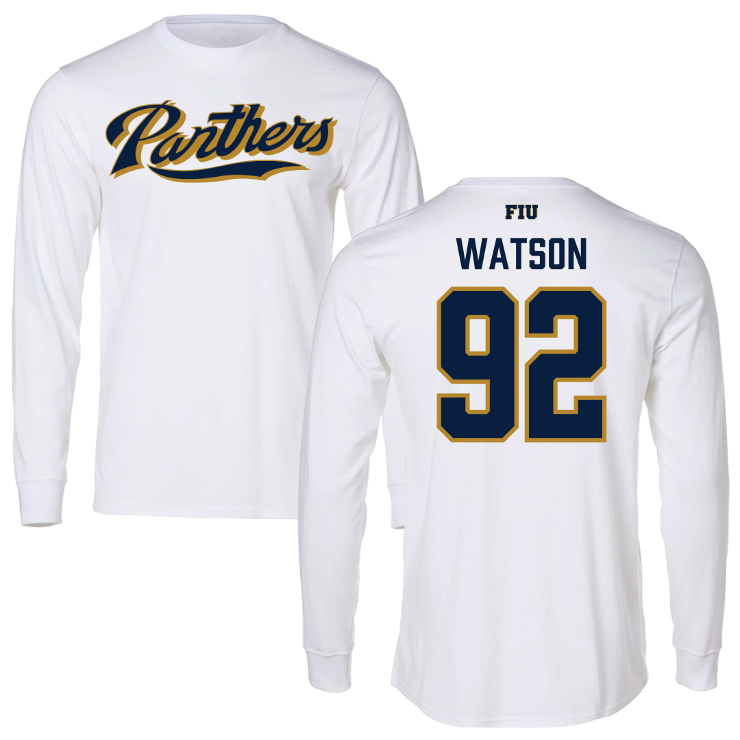 Florida International University Football White Panthers Long Sleeve - #92 Nicholas Watson