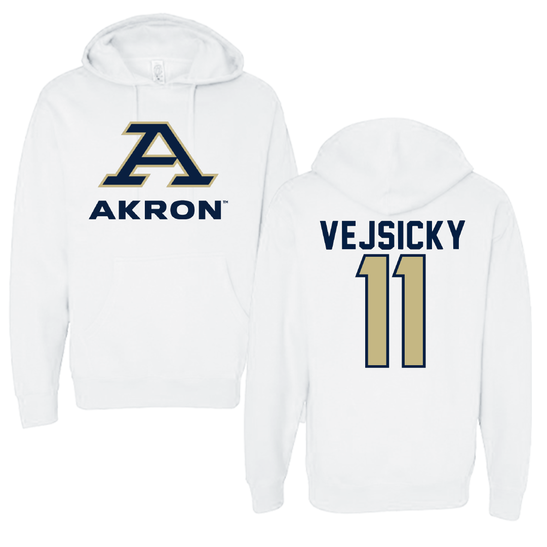 University of Akron Basketball White Hoodie - #11 Maddie Vejsicky